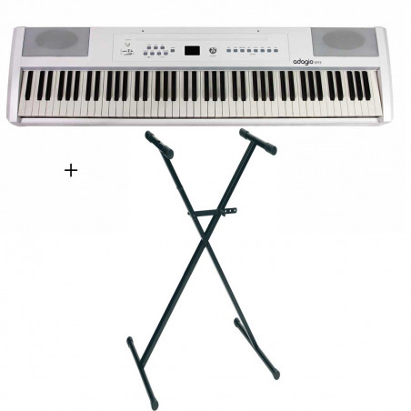 Pack Adagio SP75WH - Piano numérique 88 notes + stand en X - Blanc mat