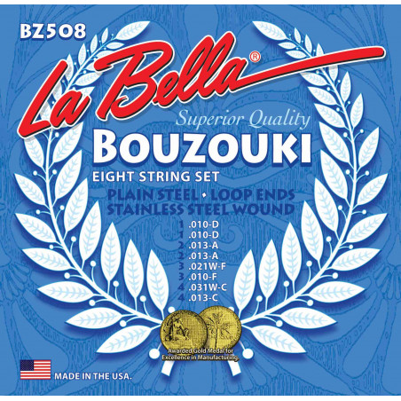 Labella BZ508 - Jeu de 8 cordes pour bouzouki grec
