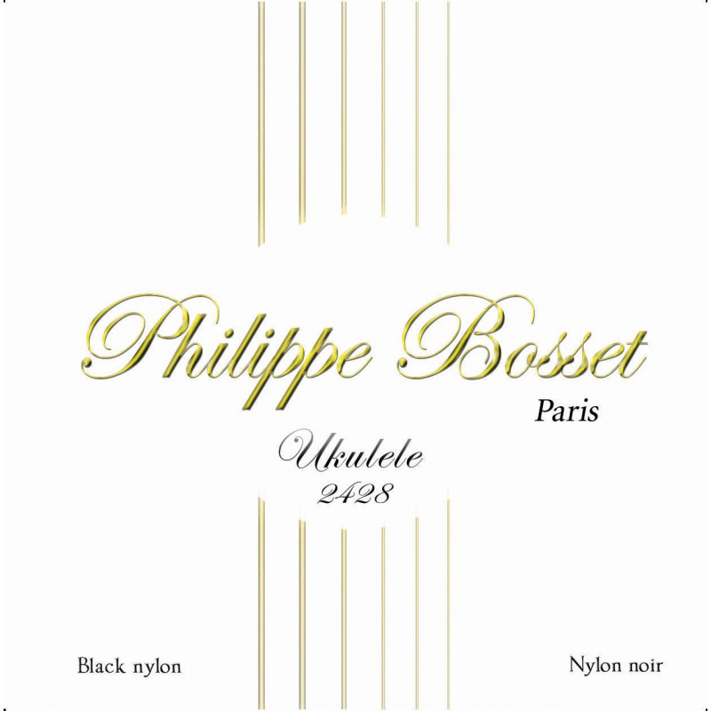 Philippe Bosset PBUKU2428 - Jeu de cordes ukulélé concert nylon noir - 24-28
