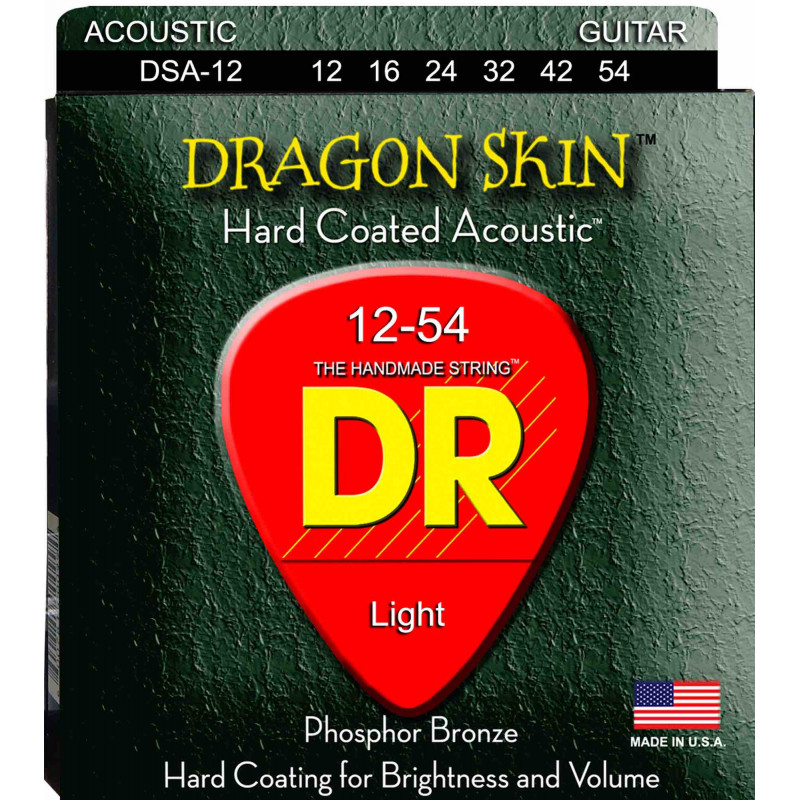 DR DSA12 - Jeu de cordes guitare acoustique Dragon Skin - Médium 12-54