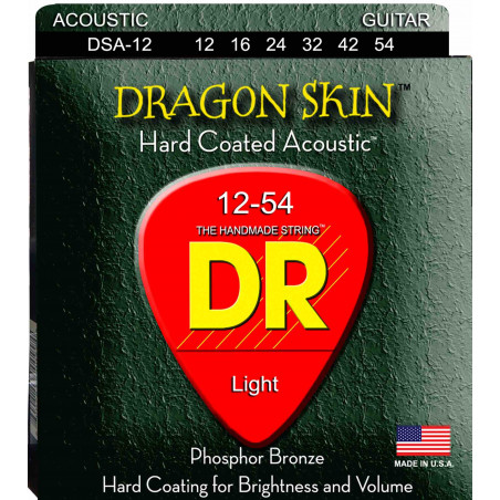 DR DSA12 - Jeu de cordes guitare acoustique Dragon Skin - Médium 12-54