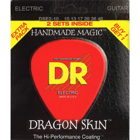 DR DSE10PACK - Pack de 2 jeux de cordes guitare électrique Dragon Skin - Médium 10-46