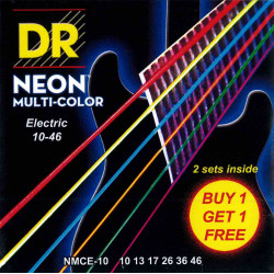 DR NMCE10PACK - Pack de 2 jeux de cordes guitare électrique Neon multicolore - Médium 10-46