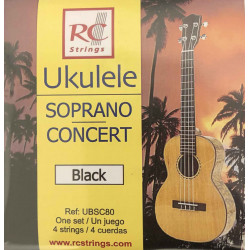 Royal Classic UBSC80 JG ukulele soprano ou concert - black - jeu de cordes