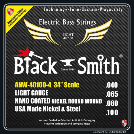 Black Smith A-NW40100-434 - Jeu Cordes basse 4 cordes 40-100  34''