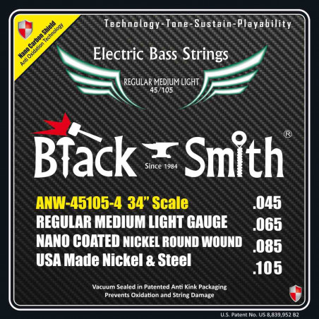 Black Smith A-NW45105-434 - Jeu Cordes basse 4 cordes 45-105 34''