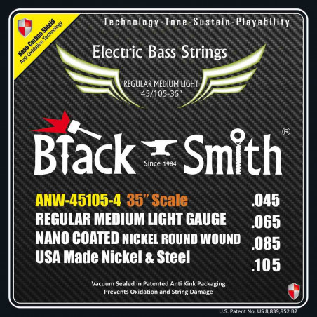 Black Smith A-NW45105-435 - Jeu Cordes basse 4 cordes 45-105 35''