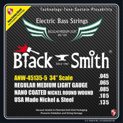 Black Smith A-NW45135-534 - Jeu Cordes basse 5 cordes 45-135 34''