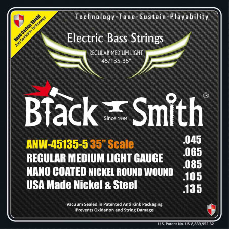 Black Smith A-NW45135-535 - Jeu Cordes basse 5 cordes 45-135 35''