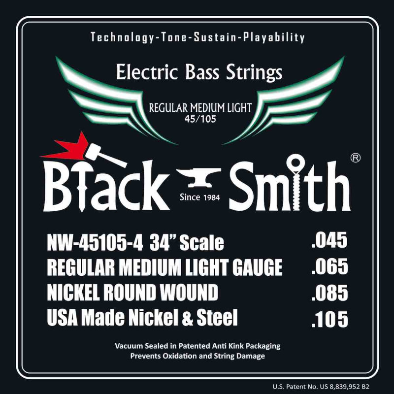 Black Smith NW45105-434 - Jeu Cordes basse 4 cordes 45-105 34''