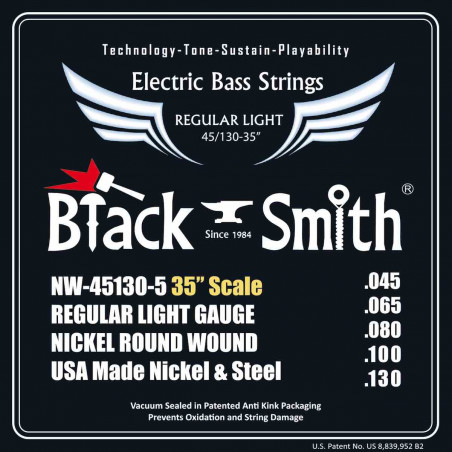 Black Smith NW45130-535 - Jeu Cordes basse 5 cordes 45-130 35''