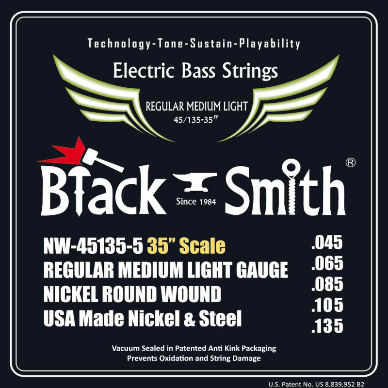 Black Smith NW45135-535 - Jeu Cordes basse 5 cordes 45-135 35''