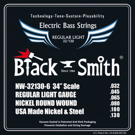 Black Smith NW32130-634 - Jeu Cordes basse 6 cordes 32-130 34''