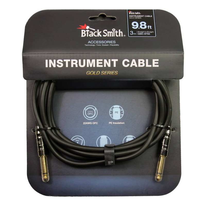 Black Smith GSIC-STS3 - Cable guitare 3m jack jack