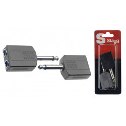 Stagg AC-PM2PFH - Adaptateur 2 jacks fem 3,5mm stereo - 1 jack 3,5 mâle mono - 2 pièces