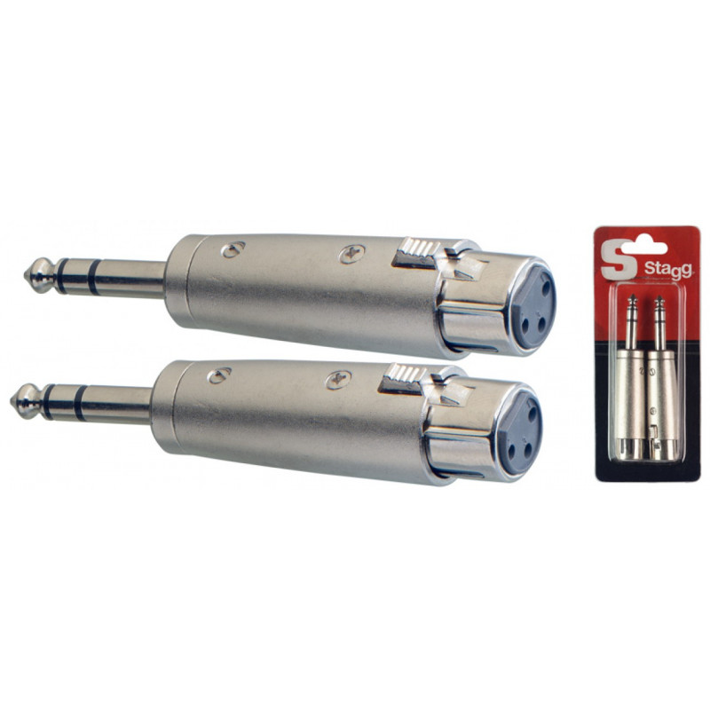 Stagg AC-XFPMSH - Adaptateur XLR fem. symétrique/ JACK mâle stéréo - 2 pièces