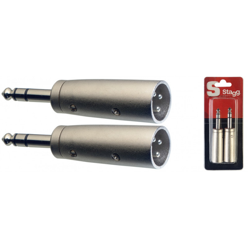 Stagg AC-XMPMSH - Adaptateur XLR mâle symétrique/ JACK mâle stéréo - 2 pièces