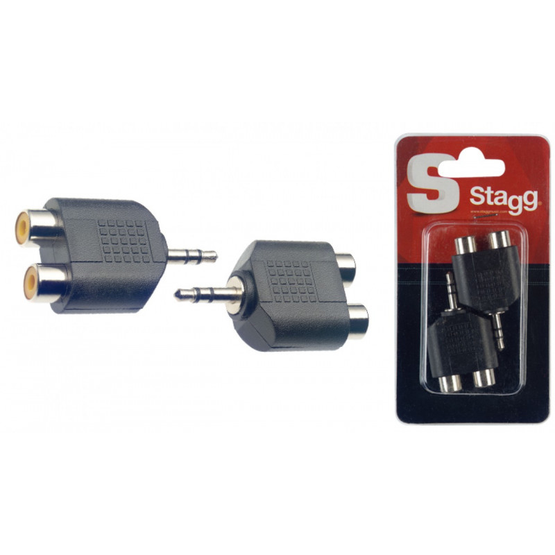 Stagg AC-2CFJMSH - Adaptateur 2ble RCA fem./ 1 mini JACK mâle stéréo - 2 pièces