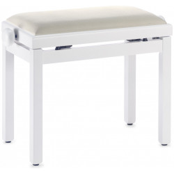 Stagg PB39 WHM VBE - Banquette piano, blanc mat, pelote en velours beige