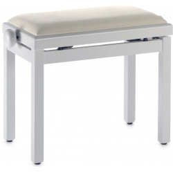 Stagg PB39 WHP VBE - Banquette piano, blanc brillant, pelote en velours beige