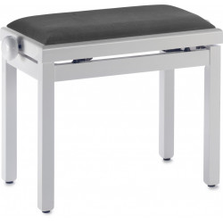 Stagg PB39 WHP VBK - Banquette piano, blanc brillant, pelote en velours noir