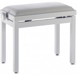 Stagg PB39 WHP VWH - Banquette piano, blanc brillant, pelote en velours blanc