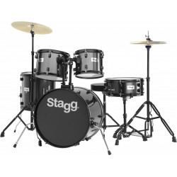 Stagg TIM120B BK - Batterie 20'' Standard, 5 fûts en tilleul (6-plis) + hardware & cymbales - noire