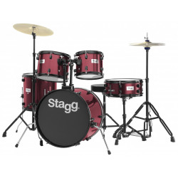 Stagg TIM120B WR - Batterie 20'' Standard, 5 fûts en tilleul (6-plis) + hardware & cymbales - bordeaux