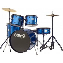 Stagg TIM122B BL - Batterie 22'' Standard, 5 fûts en tilleul (6-plis) + hardware & cymbales - bleue
