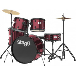 Stagg TIM122B WR - Batterie 22'' Standard, 5 fûts en tilleul (6-plis) + hardware & cymbales - bordeaux