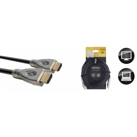 Stagg NVC5HAM - Série N, câble vidéo HMDI 1.4, HDMI A / HDMI A (m/m), 5 m