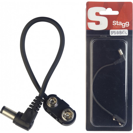 Stagg SPS-9VBAT-L - Connecteur de pile 9V - pédale d'effet, avec fiche coudée