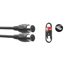 Stagg SMD1 E - Câble MIDI, DIN/DIN (m/m), 1 m, connecteurs en plastique