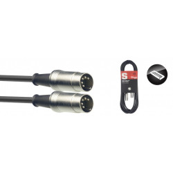 Stagg SMD2 - Câble MIDI, DIN/DIN (m/m), 2 m, connecteurs en métal