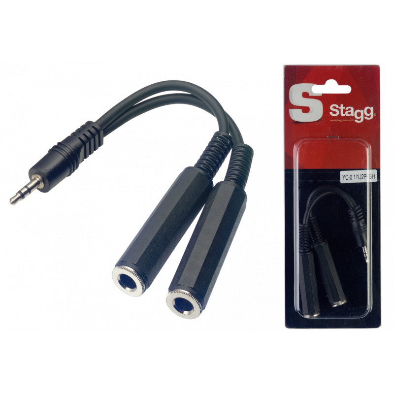Stagg YC-0,1/1J2PFSH - Câble adaptateur 1 x mini JACK mâle stéréo/ 2 x jack fem. stéréo