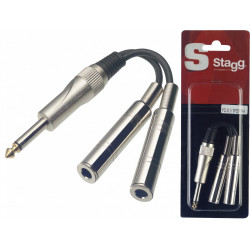 Stagg YC-0,1/1P2PFH - Câble adaptateur 1x JACK mâle.mono/2x jack fem. mono - 1 pièce