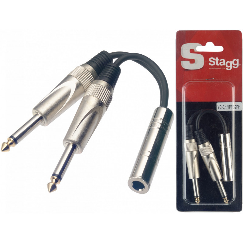 Stagg YC-0,1/1PFS2PH - Câble adaptateur 1xJACK fem.stéréo/2x jack mâle mono - 1 pièce
