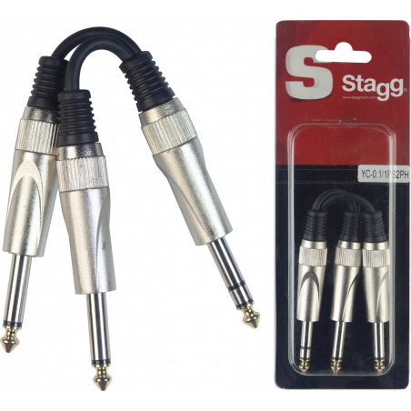 Stagg YC-0,1/1PS2PH - Câble adaptateur 1 x JACK stéréo mâle / 2 x JACK mono mâle