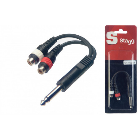 Stagg YC-0,1/1PM2CFH - Câble adaptateur 1x JACK mâle mono/ 2x RCA fem. - 1 pièce