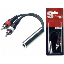Stagg YC-0,1/1PF2CH - Câble adaptateur 1 x JACK fem. mono/ 2 x RCA mâle. - 1 pièce