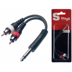 Stagg YC-0,1/1P2CH - Câble adaptateur 1xJACK mâle. mono/ 2xRCA mâle. - 1 pièce