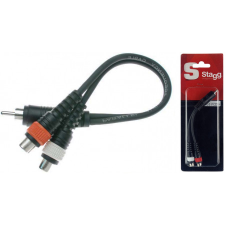 Stagg YC-0,1/1C2CFH - Câble adaptateur 1x fiche RCA mâle/ 2x fiche RCA fem - 1 pièce