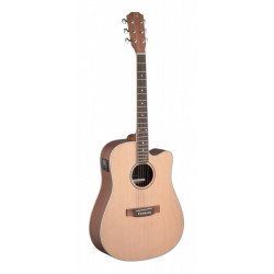 J. Neligan ASY-DCE - Guitare électro-acoustique dreadnought pan coupé 4/4 - table en épicéa massif, série Asyla