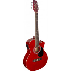 Stagg SA20ACE RED - Guitare électro-acoustique auditorium pan coupé rouge