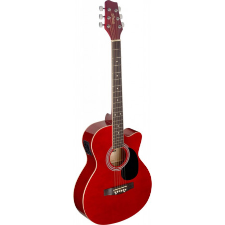 Stagg SA20ACE RED - Guitare électro-acoustique auditorium pan coupé rouge