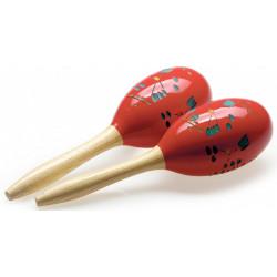 Stagg MRW-29 - Paire de maracas ovales en bois, finition fleur, rouge, 28 cm