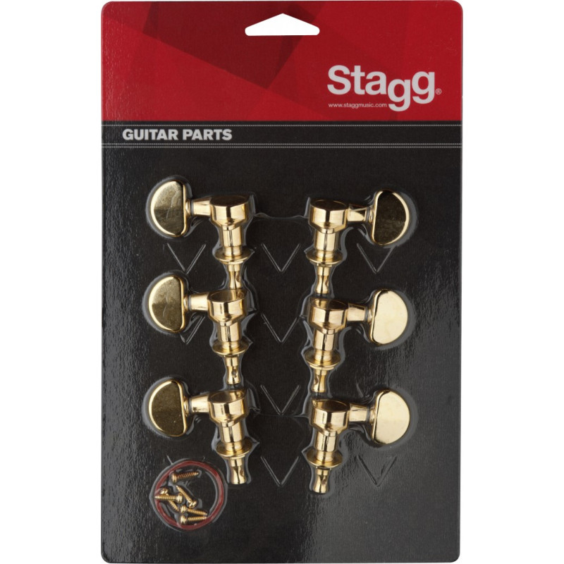 Stagg KG395GD - Mécaniques dorées individuelles - guitares électriques ou folk, 3G + 3D