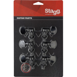 Stagg KG371BK - Mécaniques noires individuelles - guitares électriques ou folk, 3G + 3D