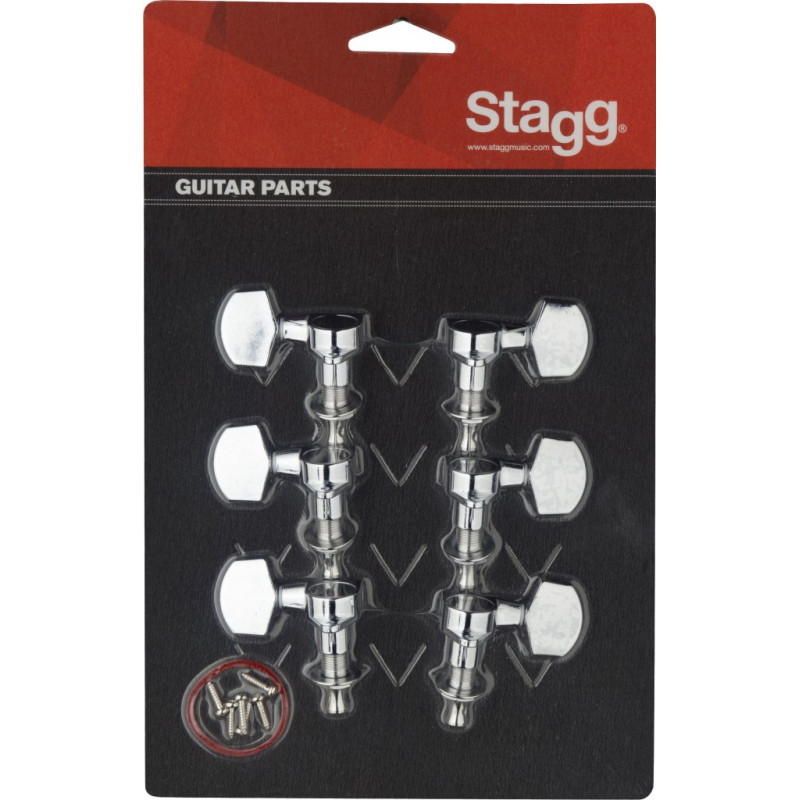 Stagg KG371CR - Mécaniques chromées individuelles - guitares électriques ou folk, 3G + 3D