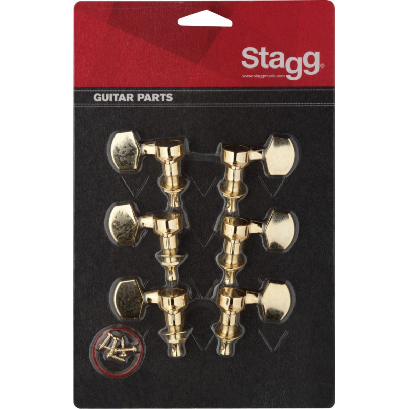 Stagg KG371GD - Mécaniques dorées individuelles - guitares électriques ou folk, 3G + 3D